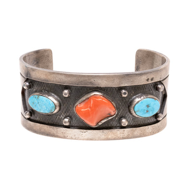 Navajo Coral and Turquoise Bracelet, Jewelry, Bracelet, Native