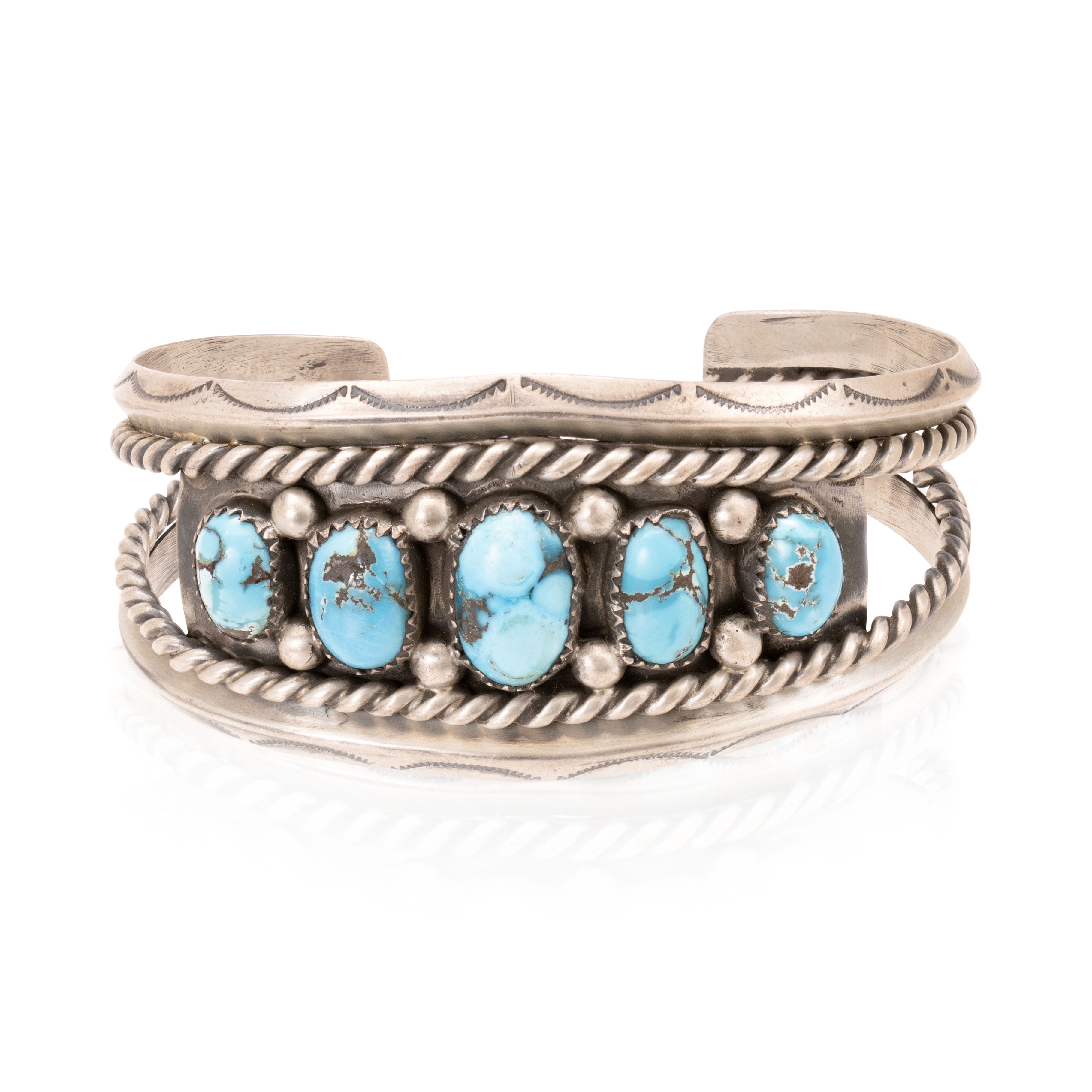 Navajo Turquoise and Silver Bracelet, Jewelry, Bracelet, Native