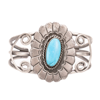 Navajo Turquoise and Silver Bracelet, Jewelry, Bracelet, Native