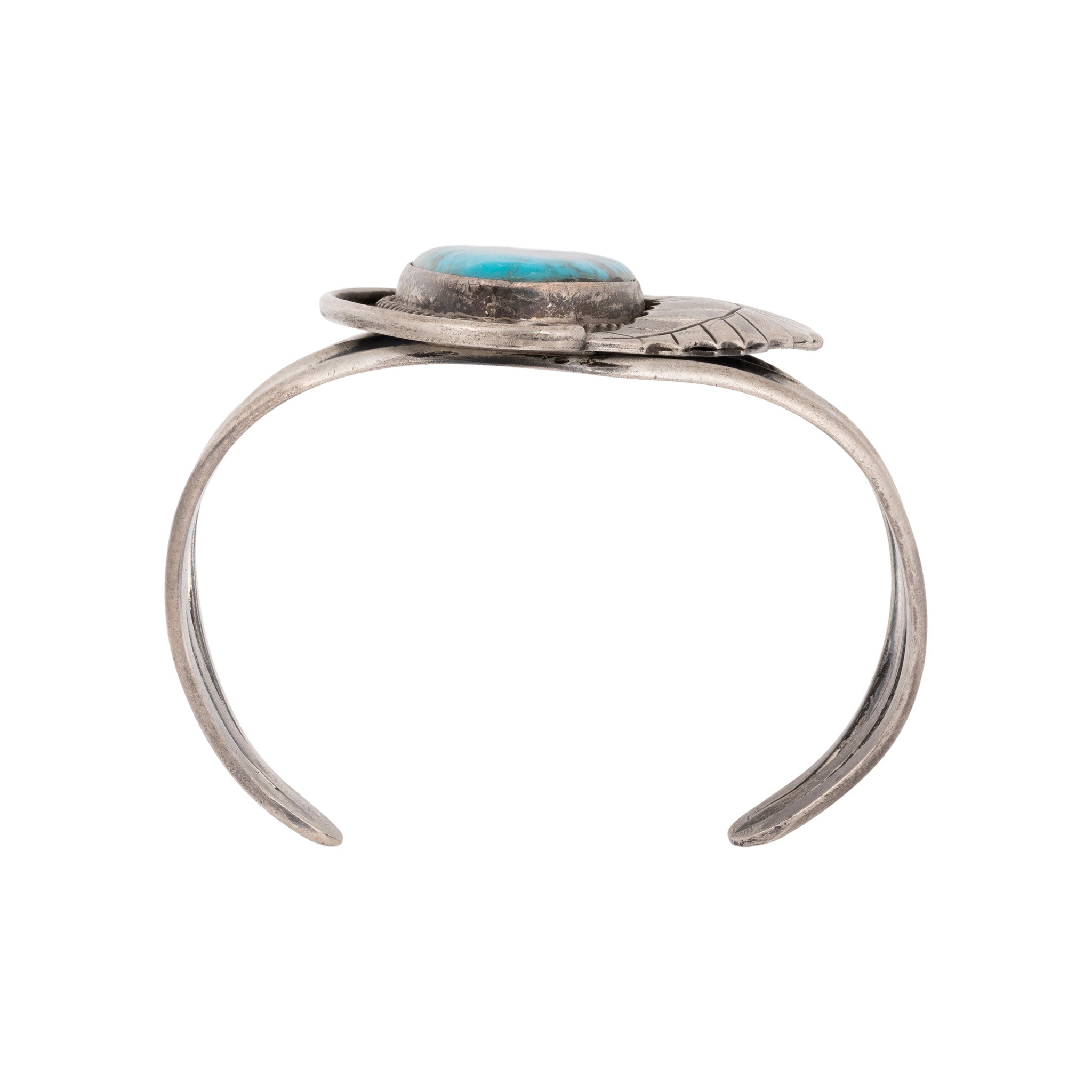 Navajo Turquoise Bracelet with Leaf Wrap