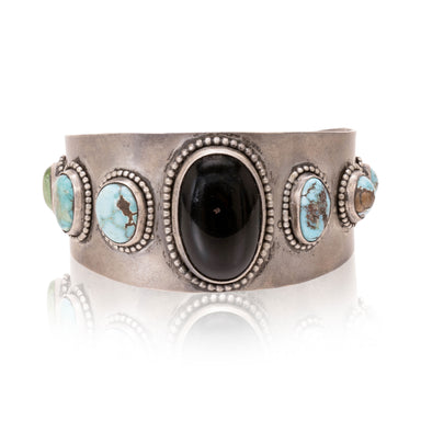 Navajo Turquoise and Onyx Bracelet, Jewelry, Bracelet, Native