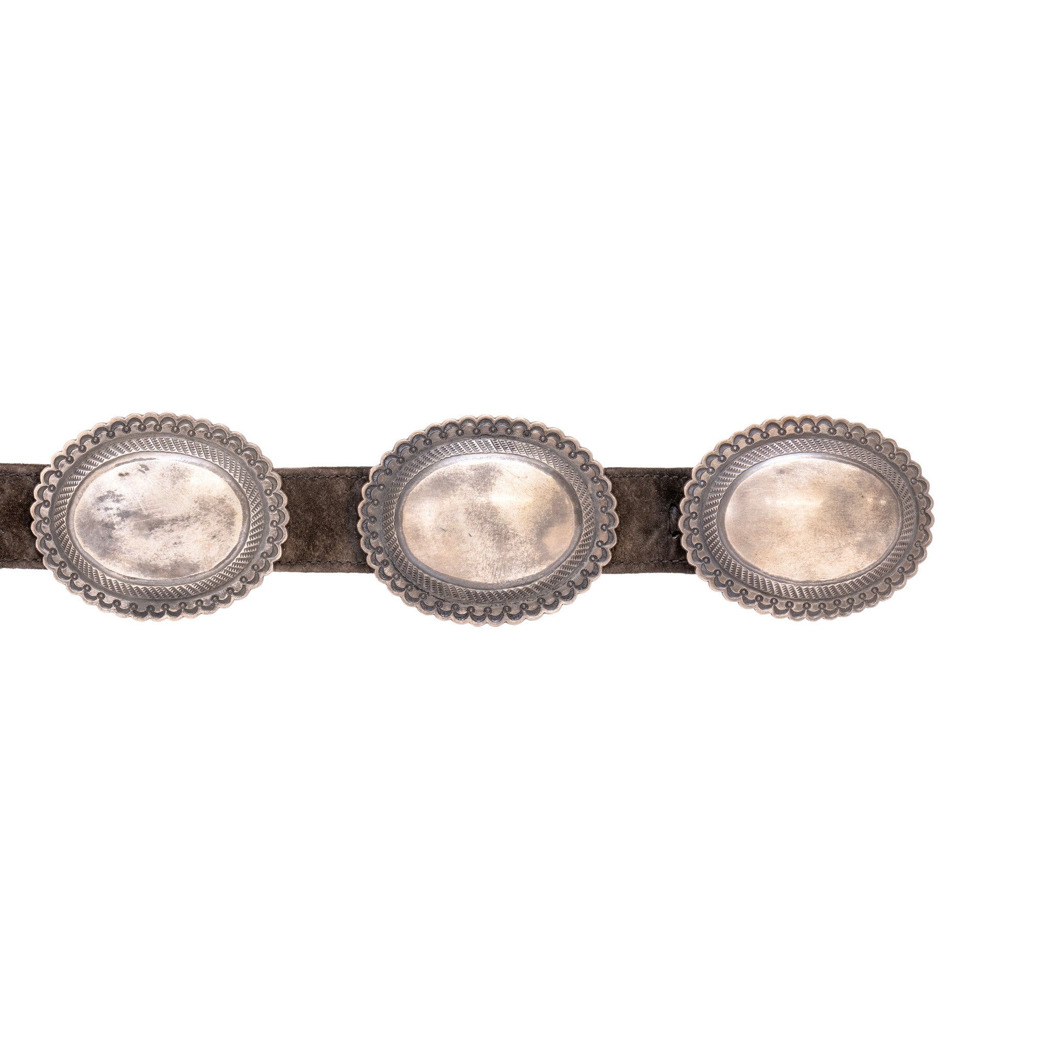 Navajo Stamped Silver Concho Belt