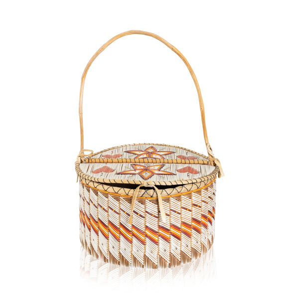 Quilled Birch Bark Basket, Native, Birch Bark, Containers