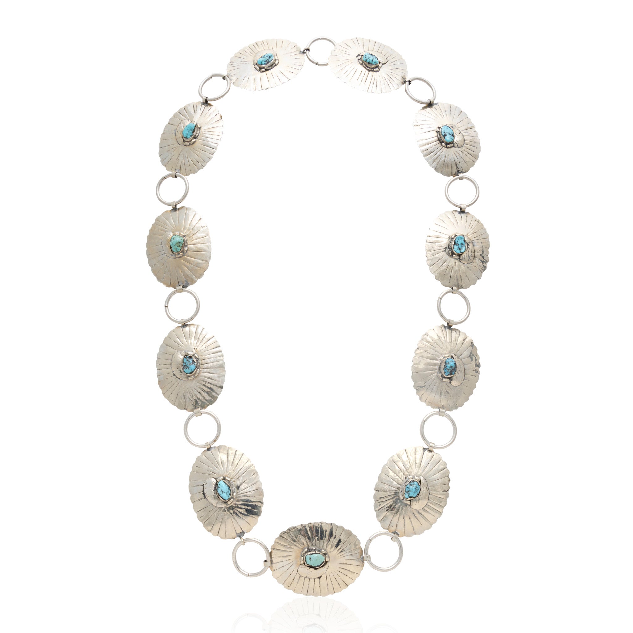 Sterling Link Concho Belt, Jewelry, Belt, Native