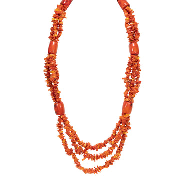 Beaded Coral Necklace, Jewelry, Necklace, Native
