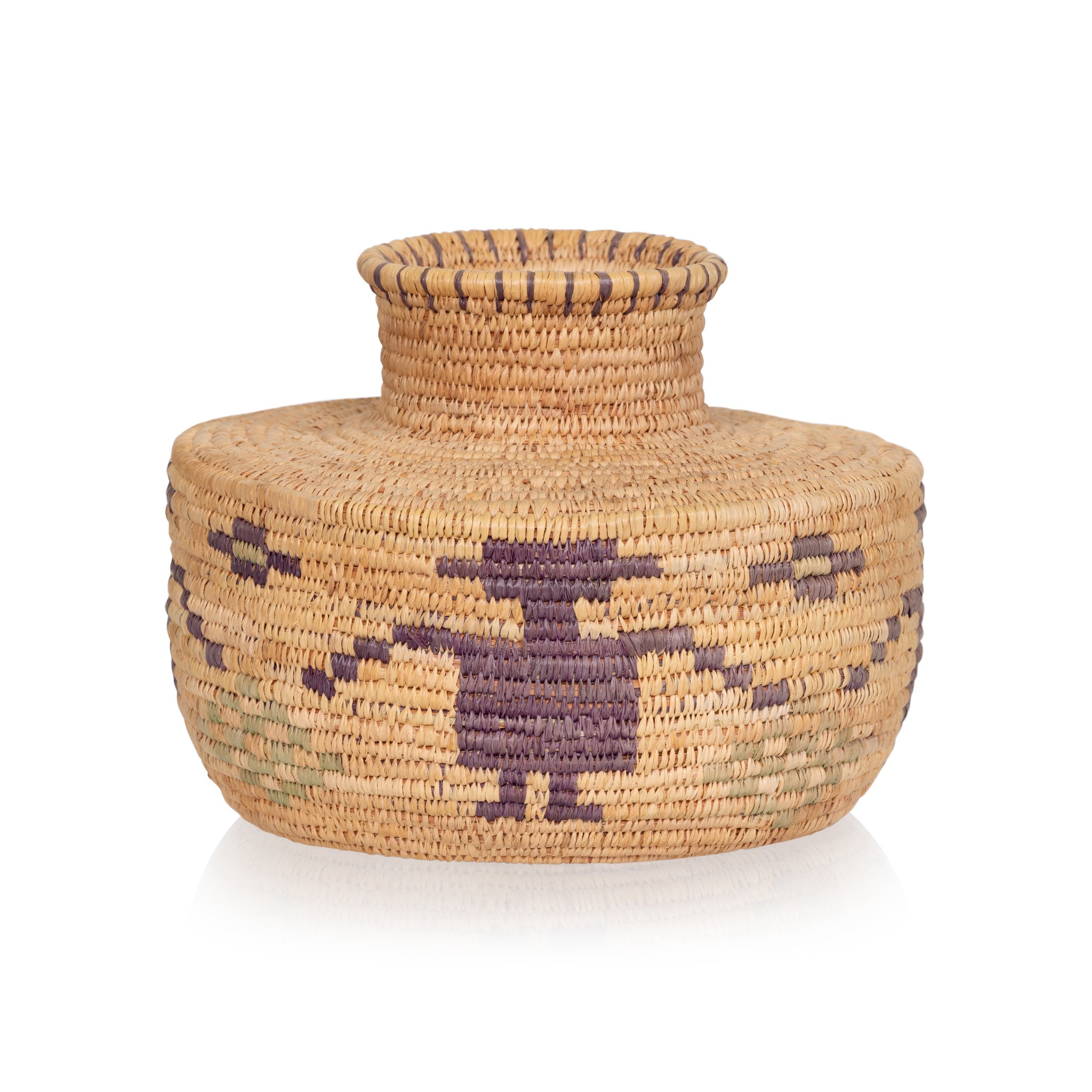Skokomish Bottleneck Jar, Native, Basketry, Bottle Basket