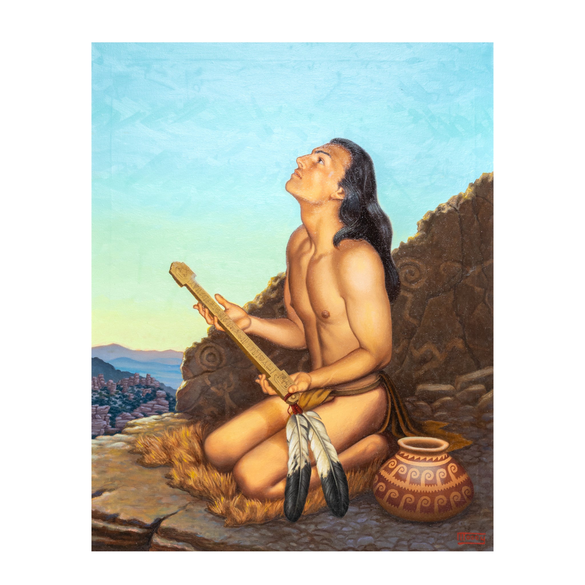 The Prayer Stick by Franklin Moody, Fine Art, Painting, Native American