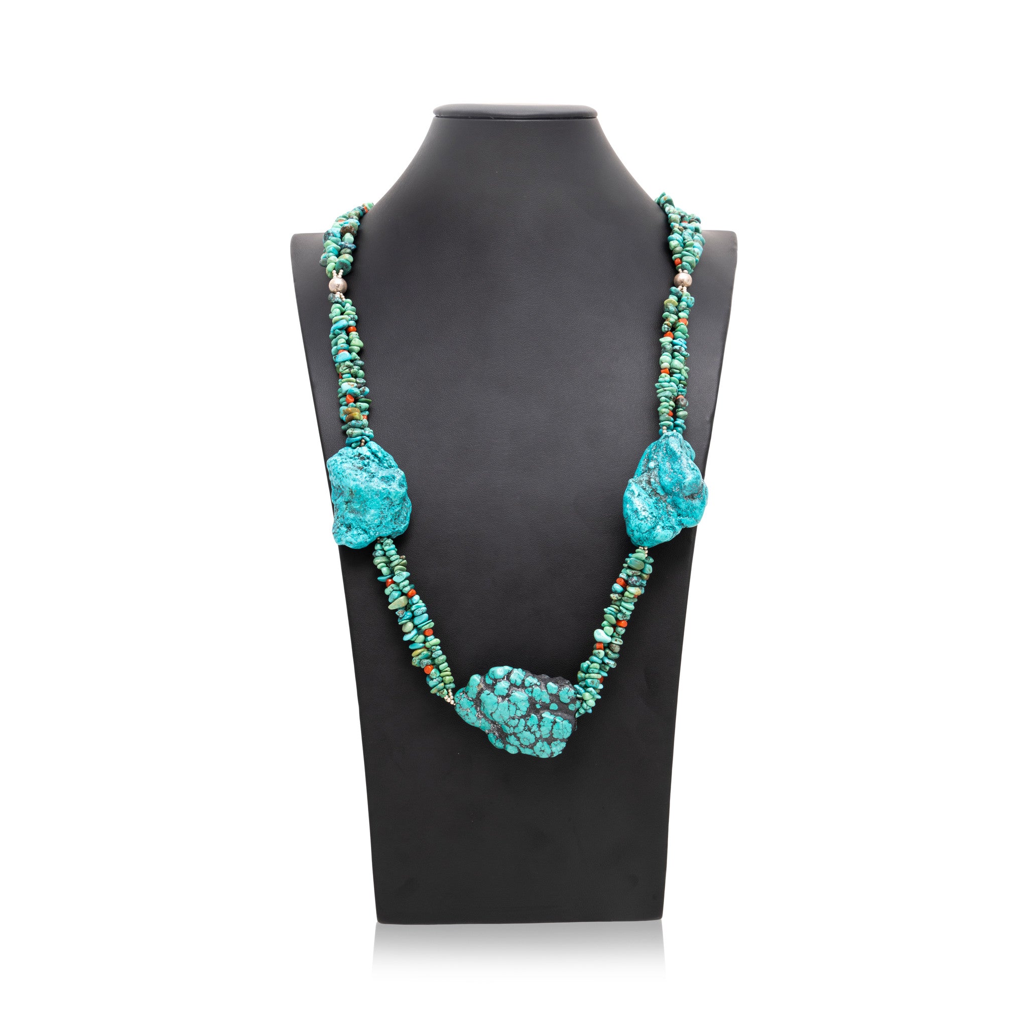 Turquoise and Coral Beaded Necklace