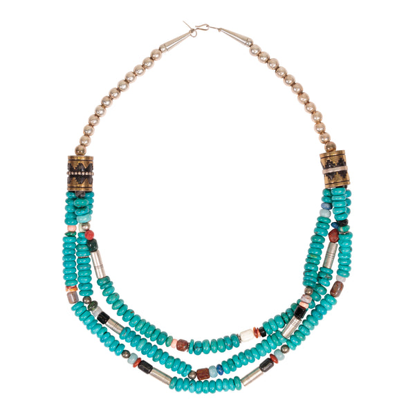 Three-Strand Tommy Singer Turquoise Necklace, Jewelry, Necklace, Native