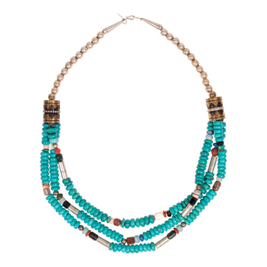 Three-Strand Tommy Singer Turquoise Necklace, Jewelry, Necklace, Native