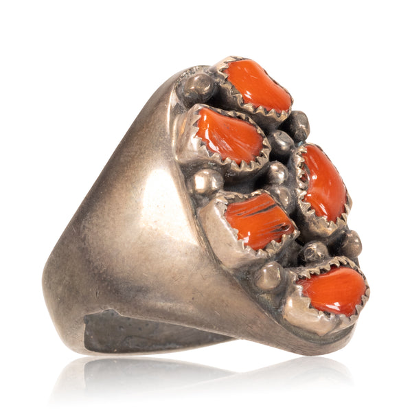 Coral and Sterling Ring, Jewelry, Ring, Native