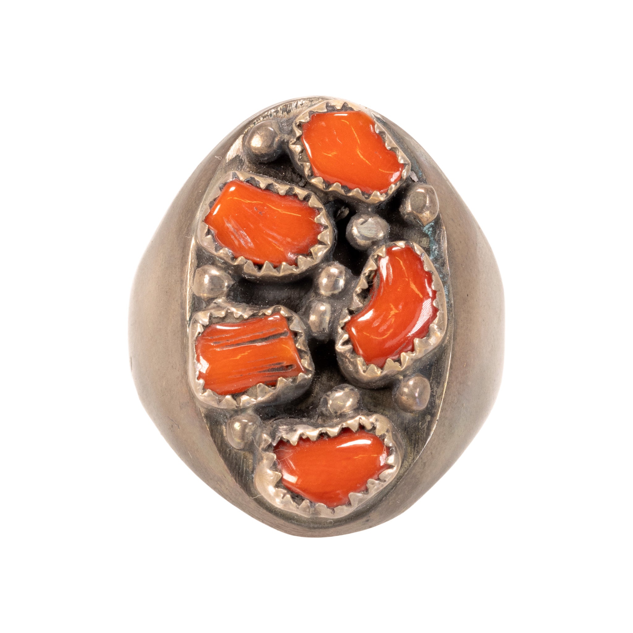 Coral and Sterling Ring