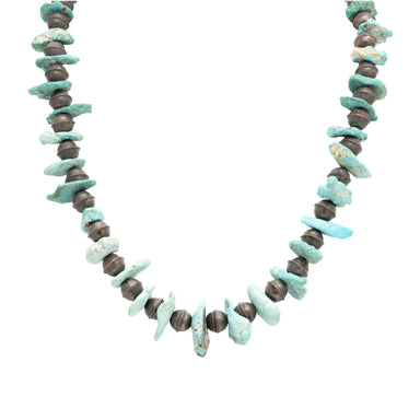 Turquoise and Sterling Bead Necklace, Jewelry, Necklace, Native
