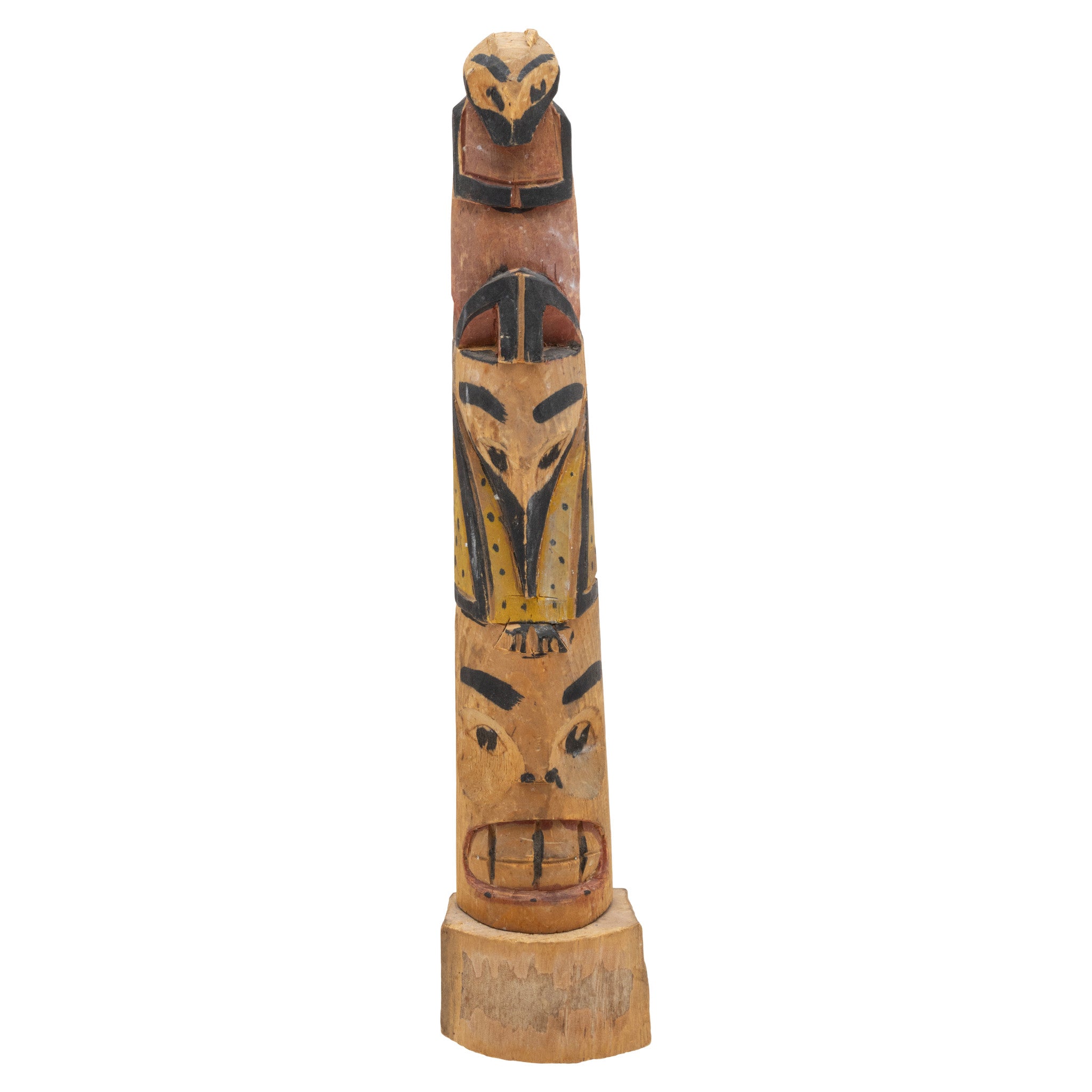 Nuu-chah-nulth Three Figure Model Totem, Native, Carving, Totem Pole