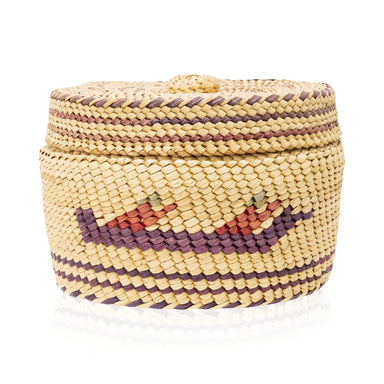 Makah Lidded Basket, Native, Basketry, Vertical