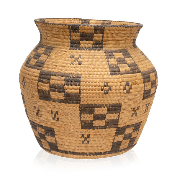 Pima Olla Basket, Native, Basketry, Vertical