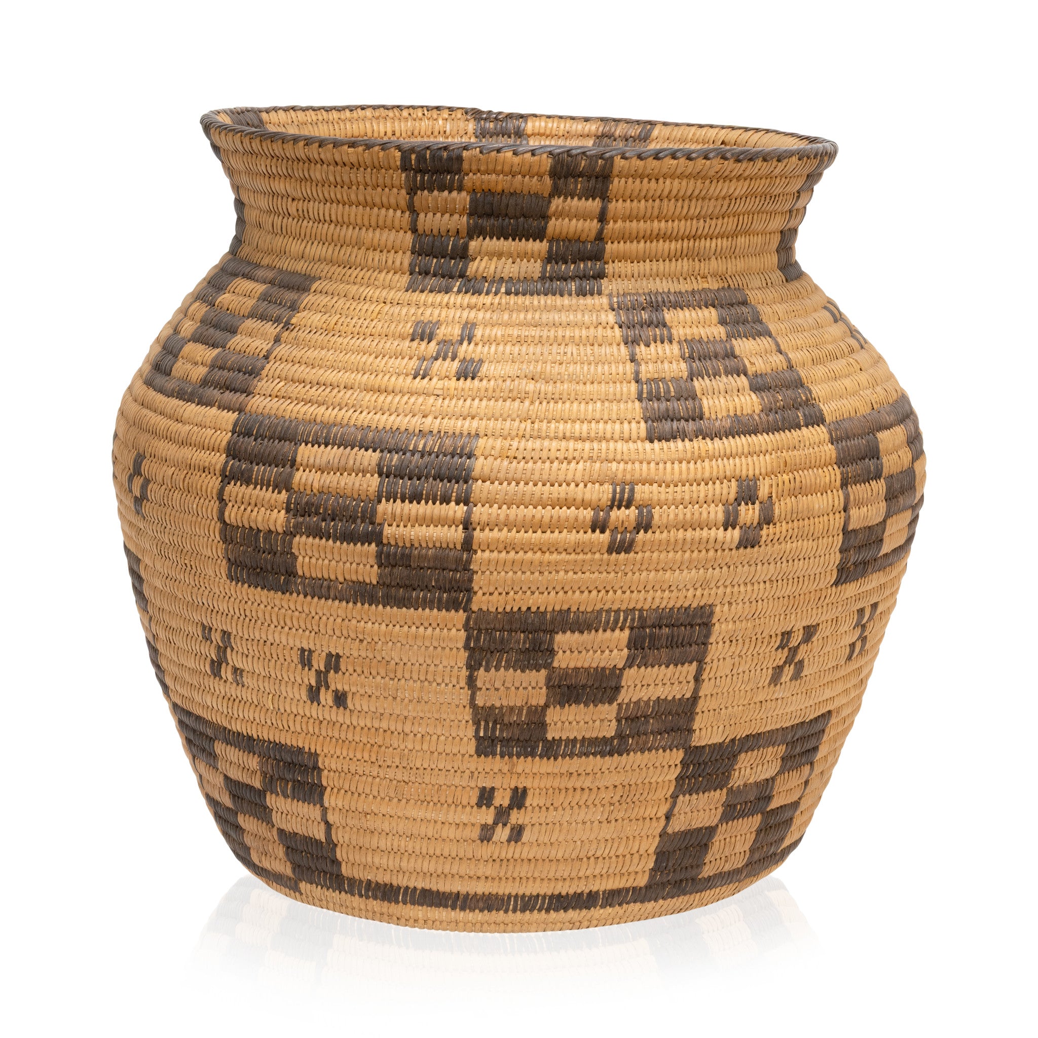 Pima Olla Basket, Native, Basketry, Vertical
