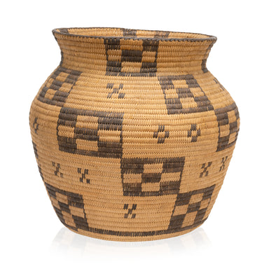 Pima Olla Basket, Native, Basketry, Vertical