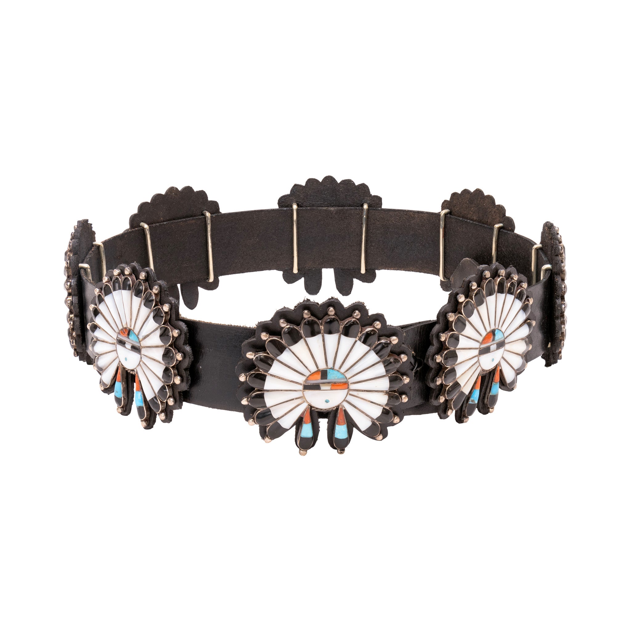 Zuni War Bonnet Concho Belt, Jewelry, Belt, Native