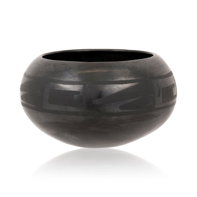 Santana Martinez Black Ware Bowl, Native, Pottery, Historic