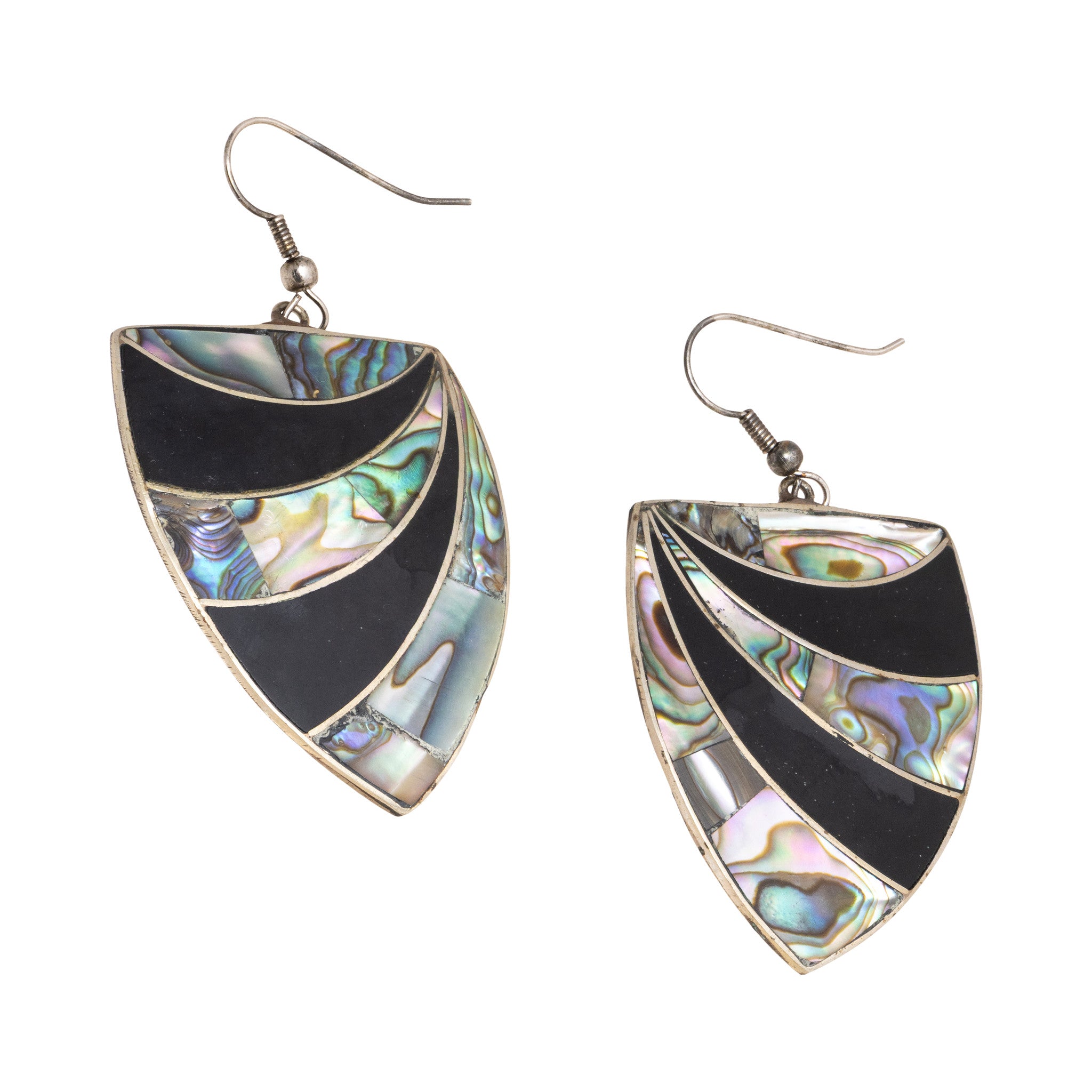 Abalone and Onyx Dangle Earrings, Jewelry, Earrings, Southwest