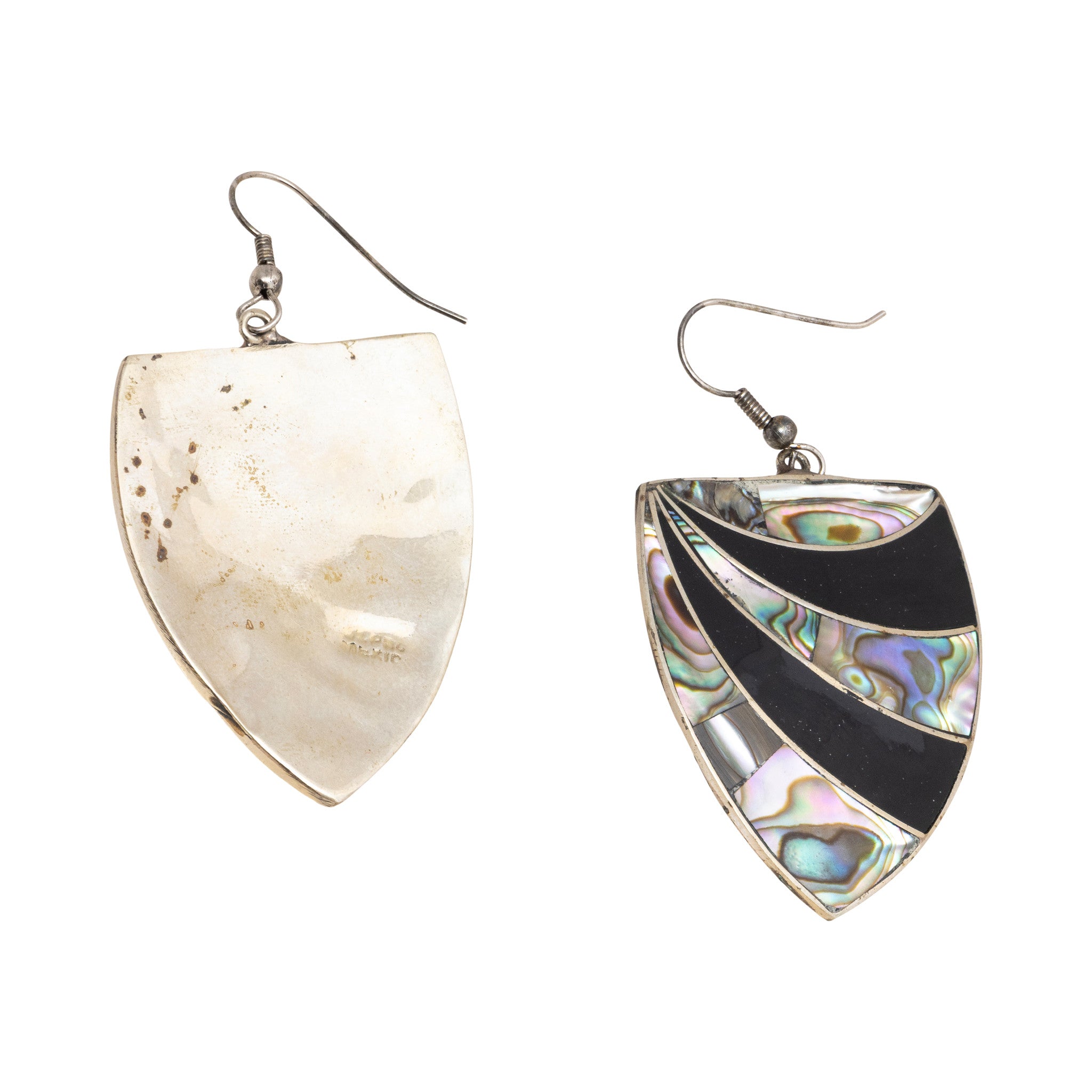 Abalone and Onyx Dangle Earrings