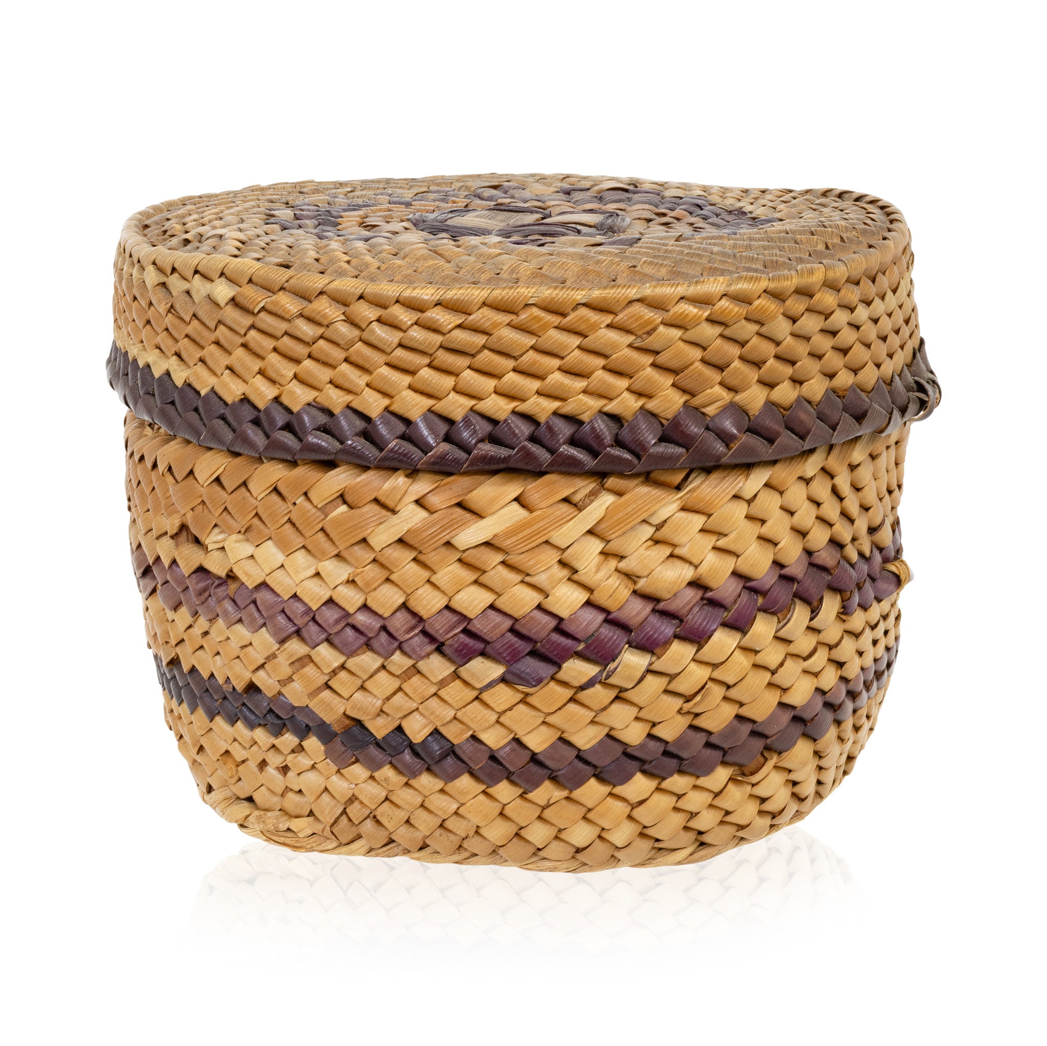 Makah Lidded Basket, Native, Basketry, Vertical