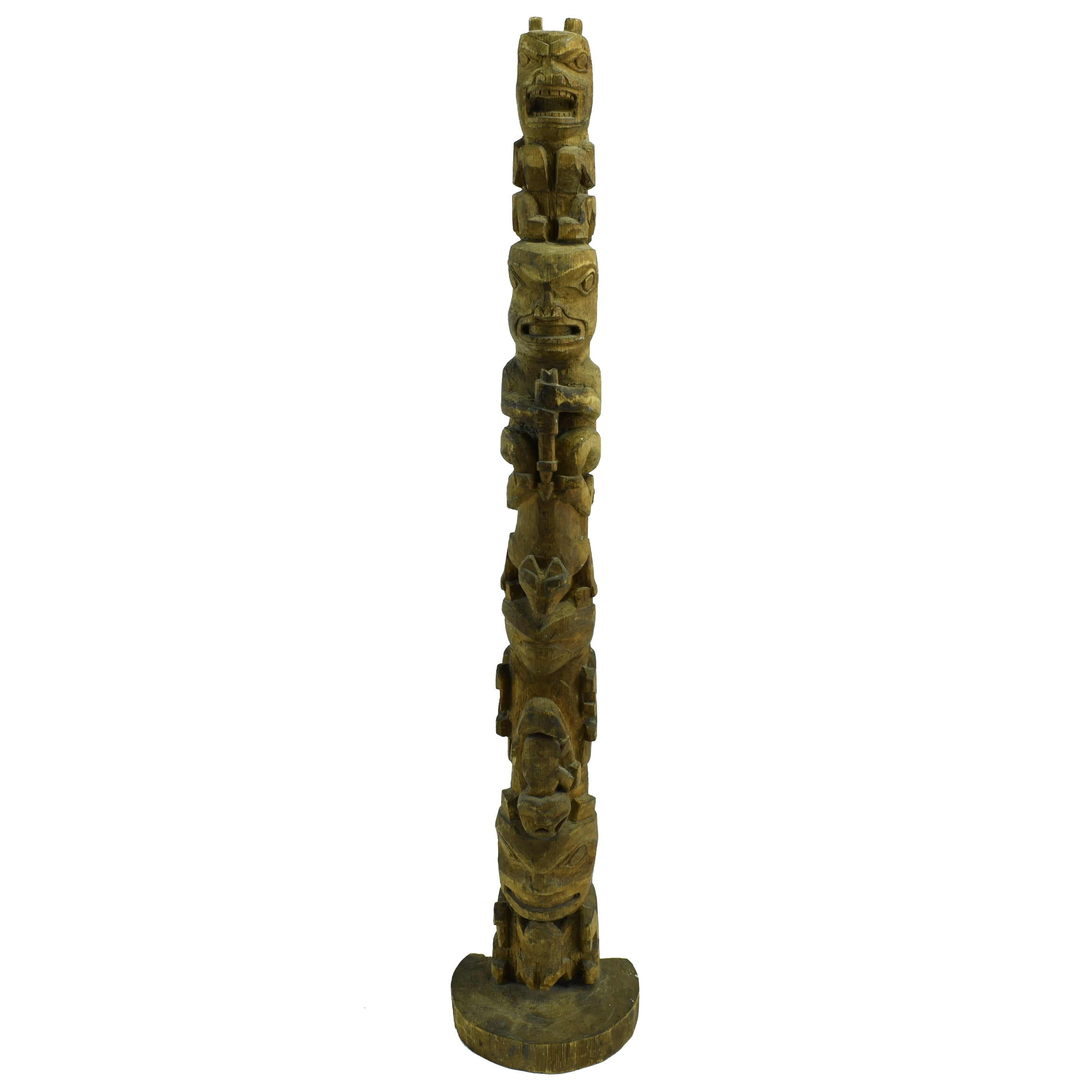Multifigure Tlingit Totem, Native, Carving, Totem Pole