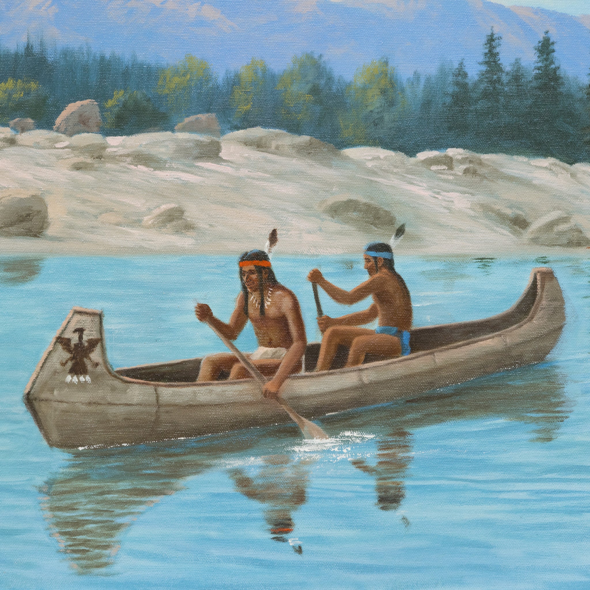 Native Americans in Canoe by Charles Damrow