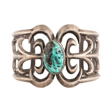 Native Cerrillos Turquoise Sandcast Bracelet, Jewelry, Bracelet, Native