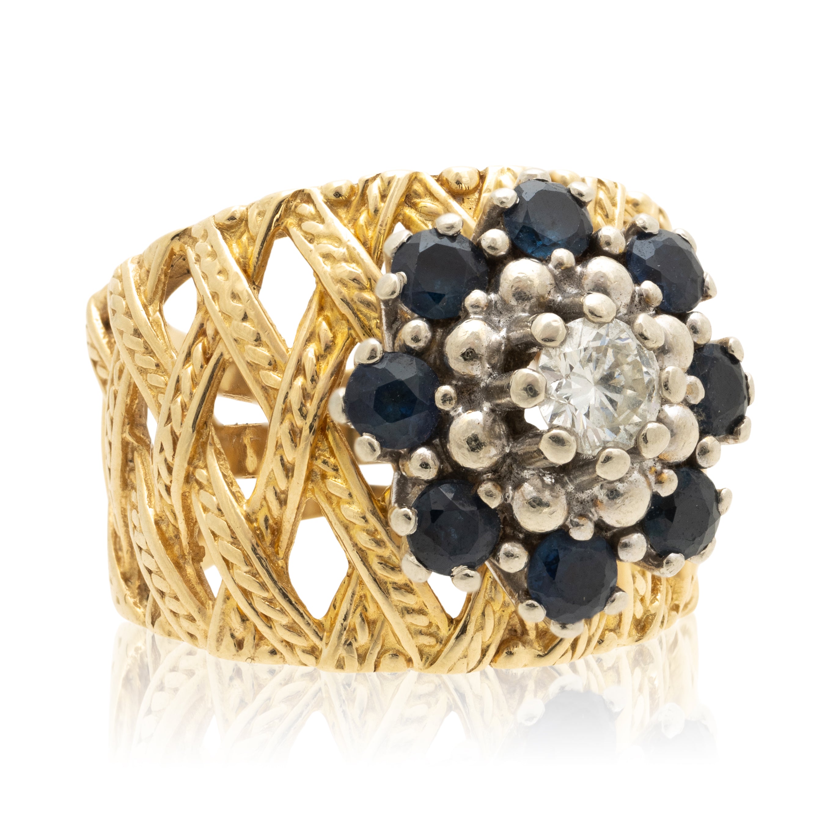 14k Gold Diamond and Sapphire Ring, Jewelry, Ring, Estate