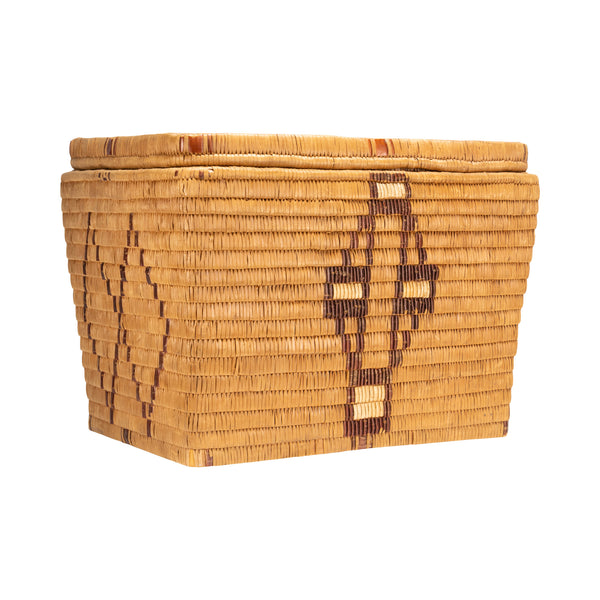 Salish Lidded Trunk, Native, Basketry, Vertical