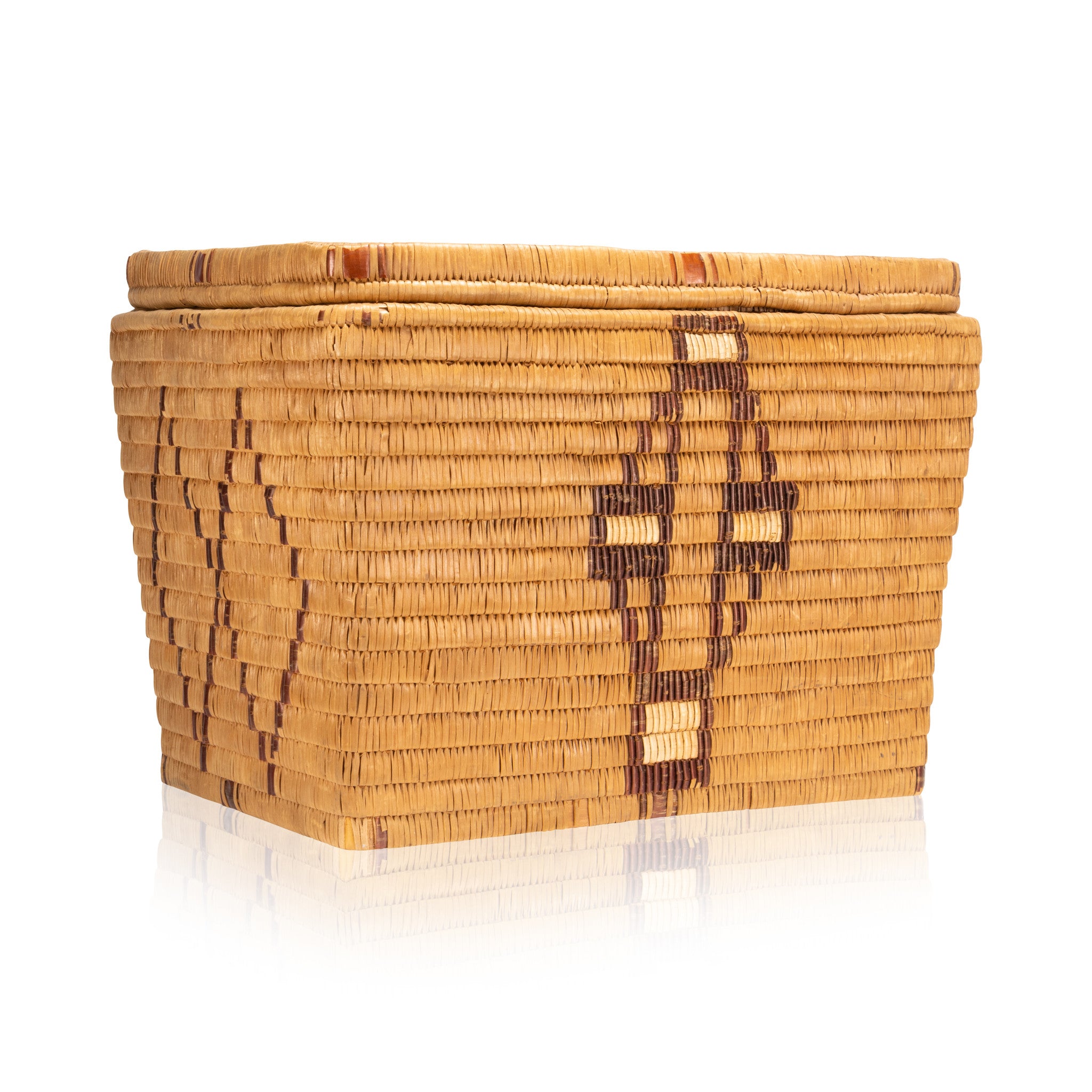 Salish Lidded Trunk, Native, Basketry, Vertical