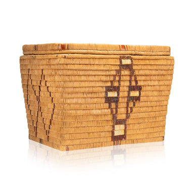 Salish Lidded Trunk, Native, Basketry, Vertical
