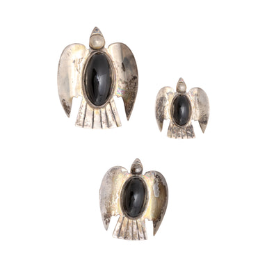 Three Onyx Bird Pins, Jewelry, Brooch, Southwest