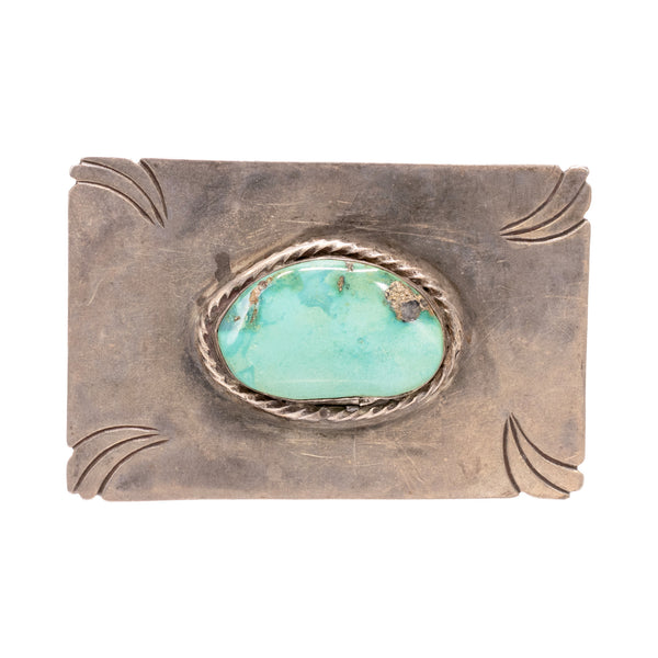Native Single Turquoise Nugget Belt Buckle, Jewelry, Buckle, Native