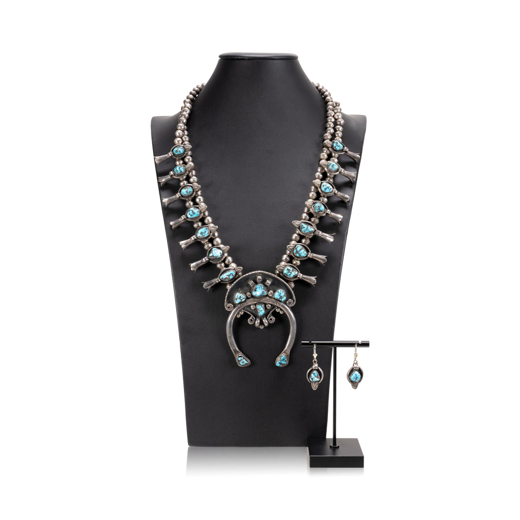 Navajo Kingman Squash Blossom Necklace — Cisco's Gallery