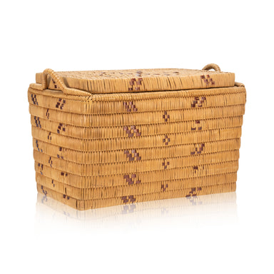 Salish Lidded Trunk, Native, Basketry, Vertical