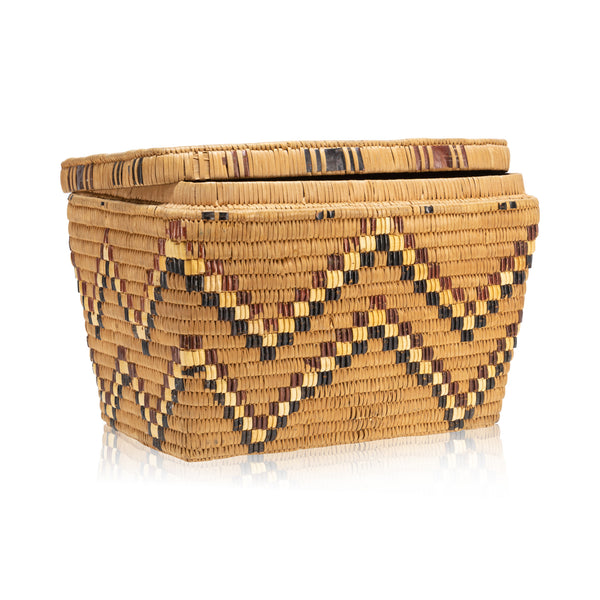 Salish Lidded Trunk, Native, Basketry, Vertical