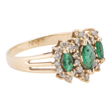 14k Gold Diamond and Emerald Ring, Jewelry, Ring, Estate