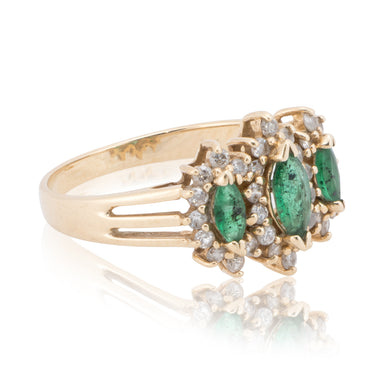 14k Gold Diamond and Emerald Ring, Jewelry, Ring, Estate