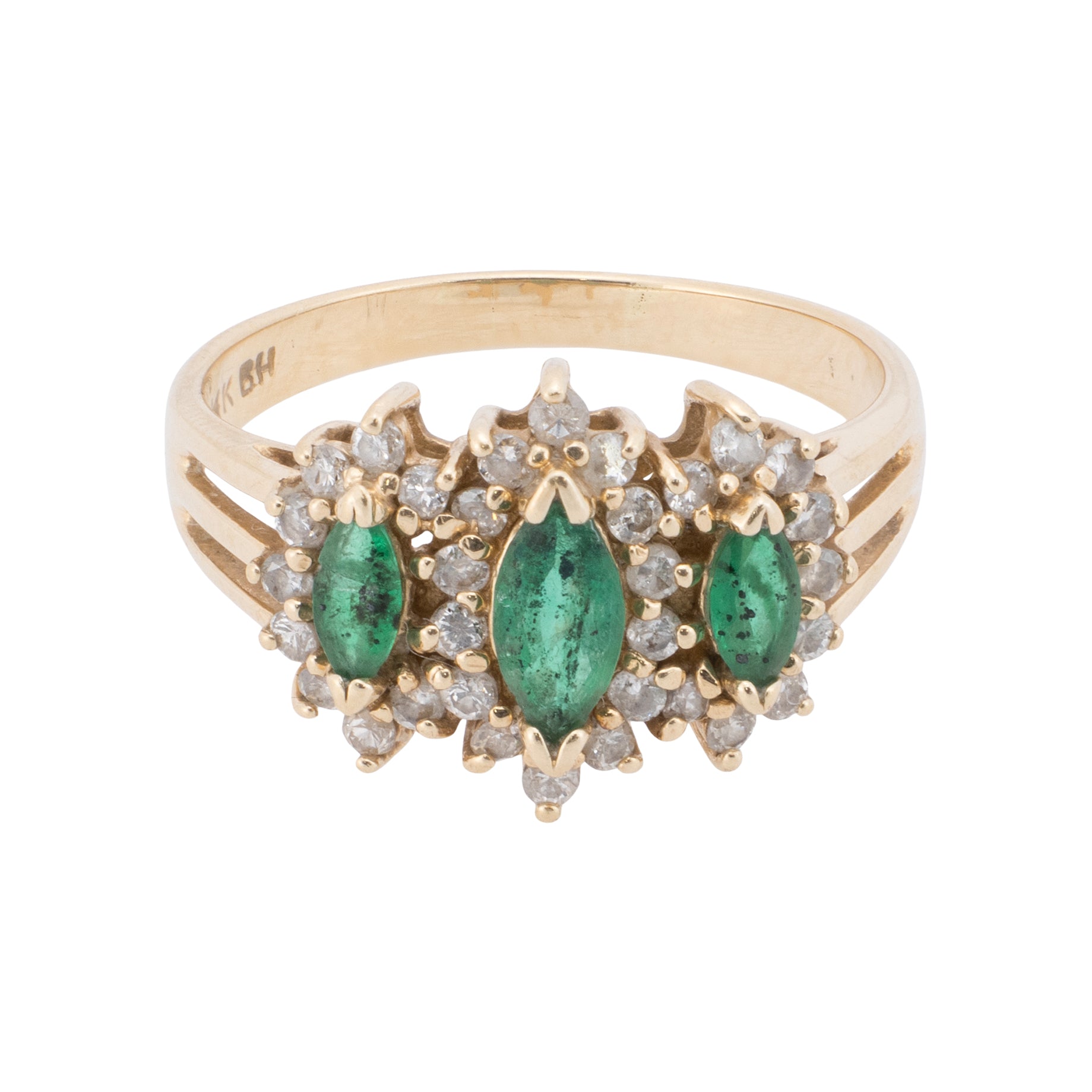 14k Gold Diamond and Emerald Ring