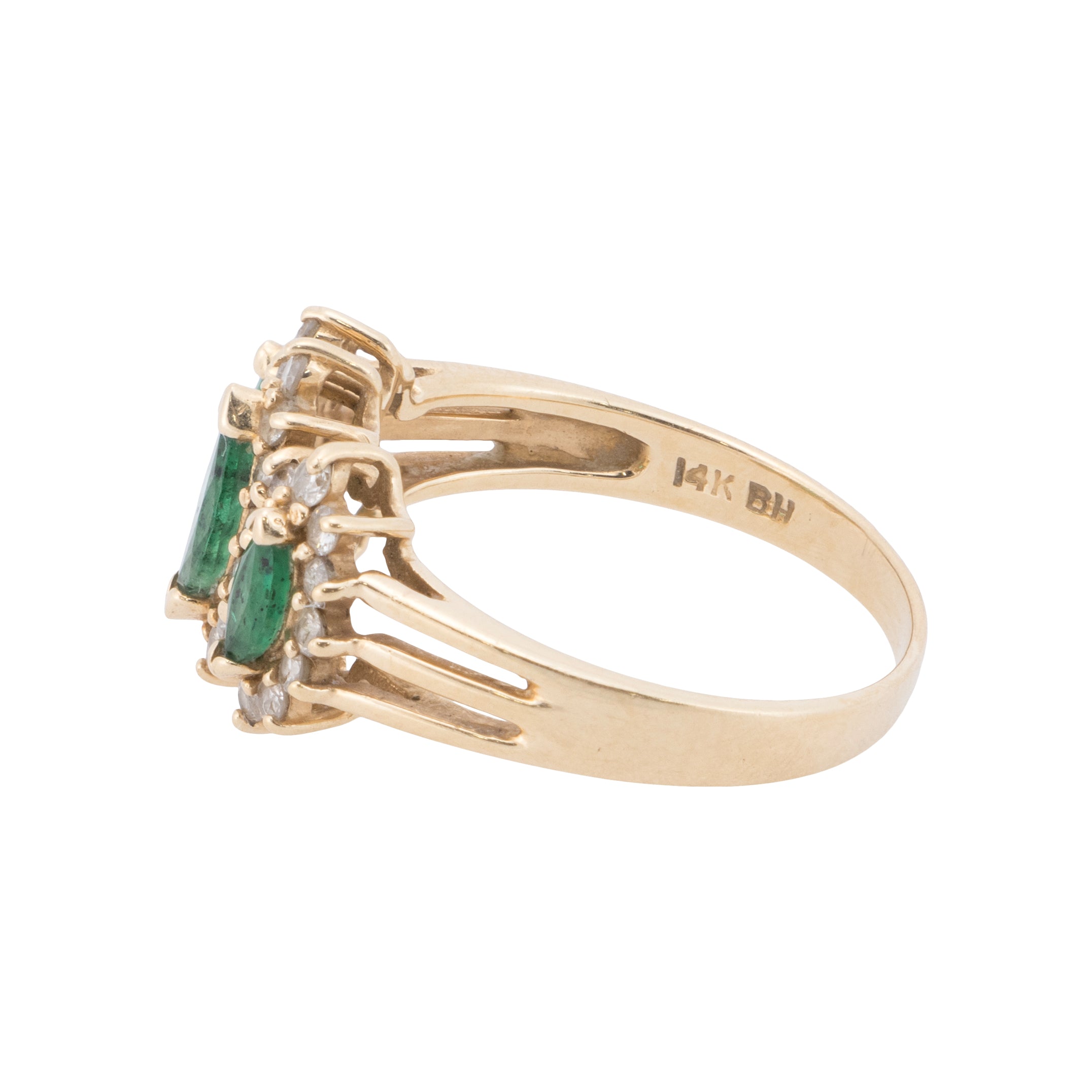 14k Gold Diamond and Emerald Ring
