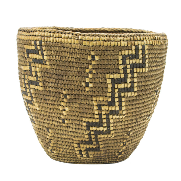 Klickitat Basket with Ascending Stair Pattern, Native, Basketry, Vertical