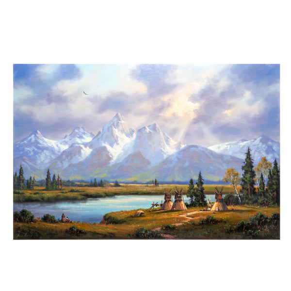 Grand Teton Vista by Heinie Hartwig, Fine Art, Painting, Native American