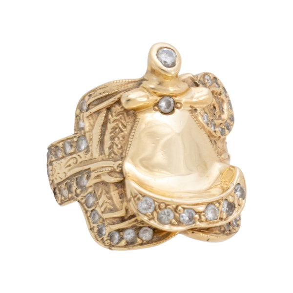 Custom Yellow Gold Saddle Ring, Jewelry, Ring, Estate