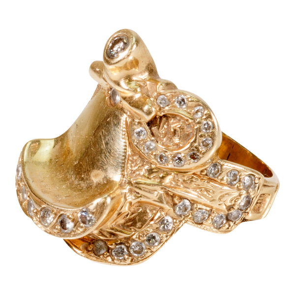 Custom Yellow Gold Saddle Ring, Jewelry, Ring, Estate