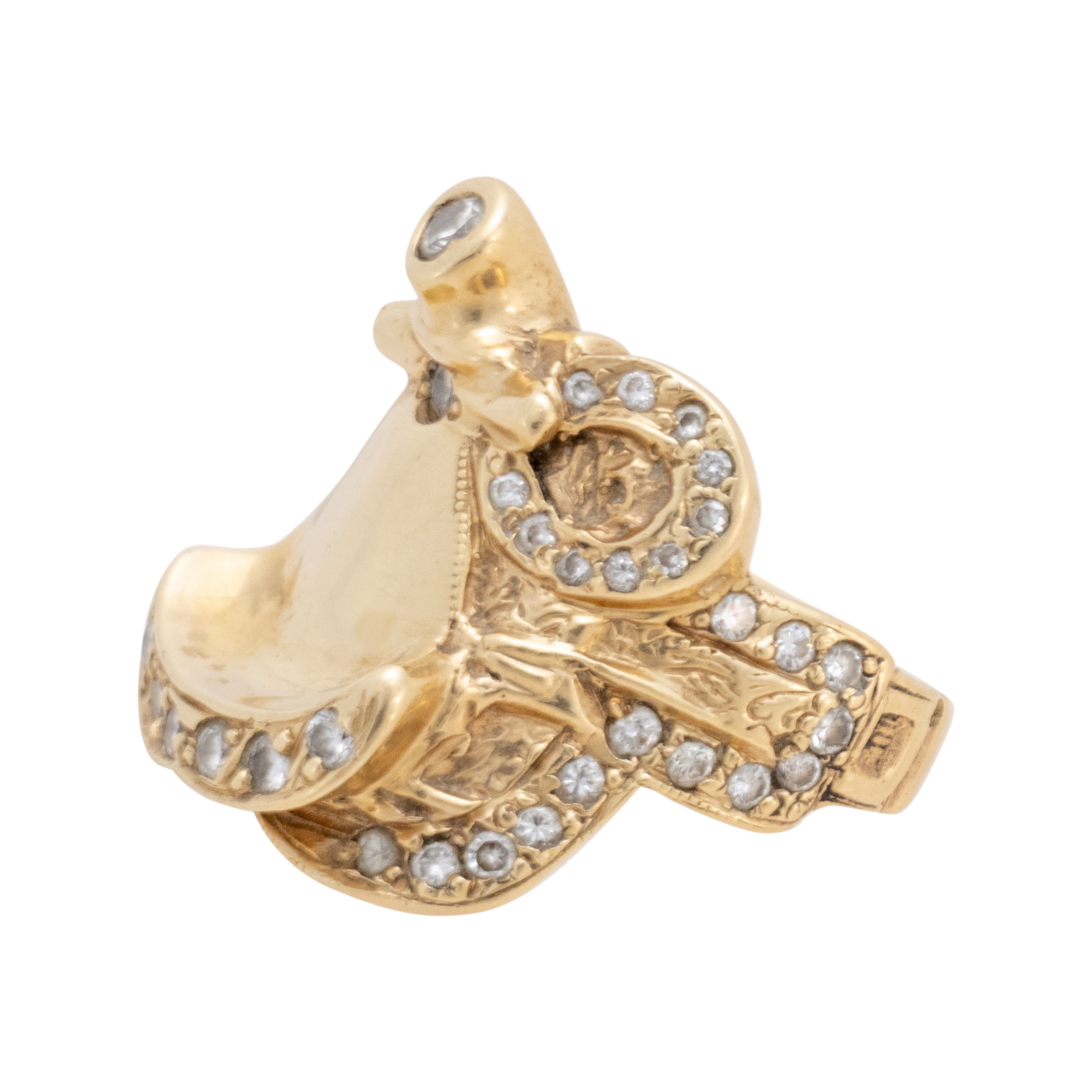 Custom Yellow Gold Saddle Ring