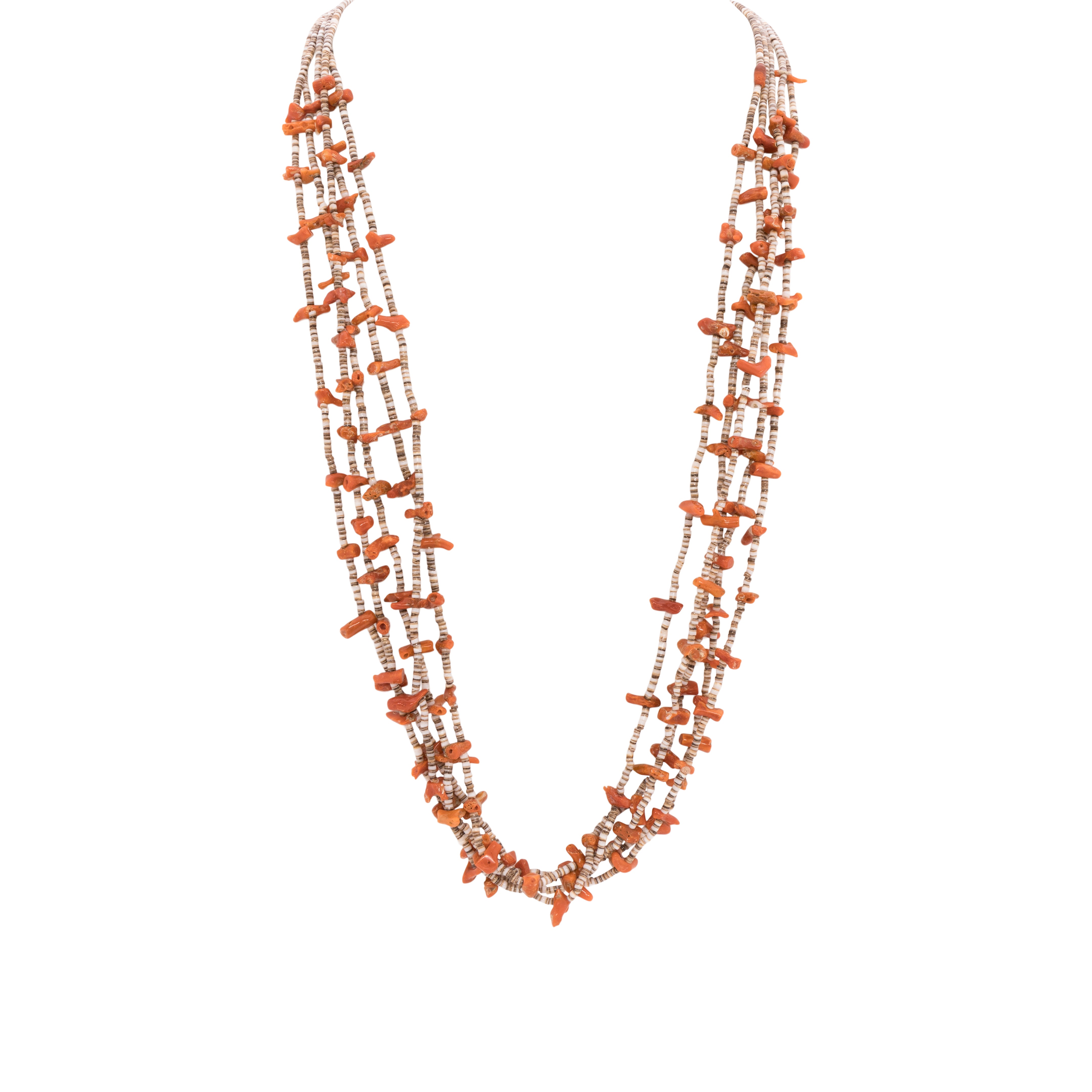 Santo Domingo Heishi and Coral Strand Necklace, Jewelry, Necklace, Native