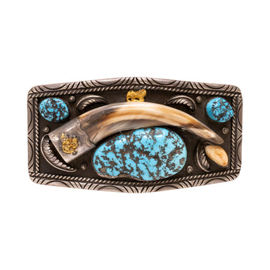 Navajo Turquoise and Grizzly Claw Belt Buckle, Jewelry, Buckle, Native